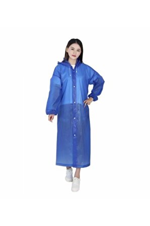 Unisex Lacivert Yağmurluk Şeffaf Su Geçirmez Kıyafet Üstü Eva Kumaş Marlux Yağmurluk