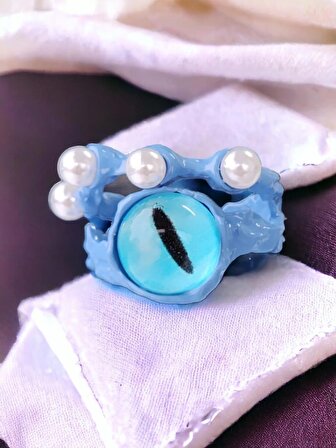 Touz Monster Eyes Mavi Renk Ayarlanabilir Yüzük