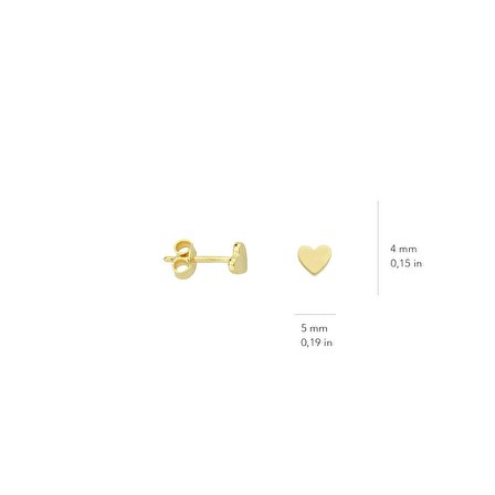 14 Ayar Altın Minik Kalp Küpe 0,57 gr