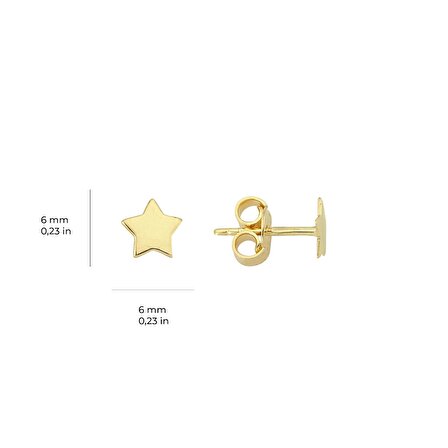 14 Ayar Altın Yıldız Minik Küpe 0,60 gr
