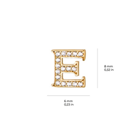 14 Ayar Altın Taşlı E Harf Küpe 0,58 gr