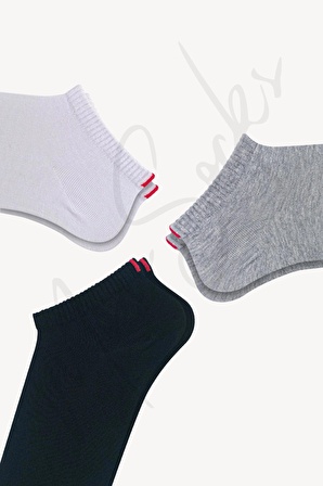 Mono Socks - 3lü Kırmızı Çentikli Dikişsiz Premium Pamuklu Çorap