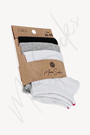 Mono Socks - 3lü Kırmızı Çentikli Dikişsiz Premium Pamuklu Çorap