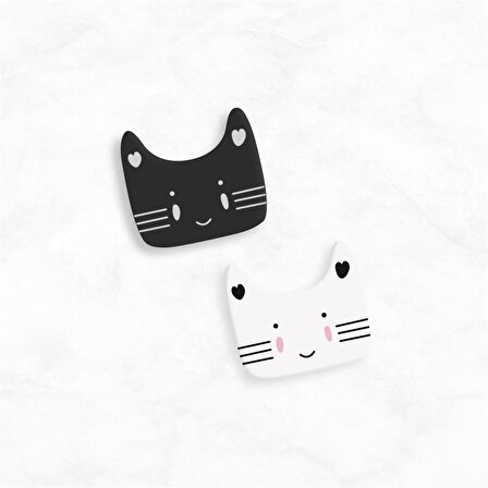 El Yapımı Sevimli Kedi Broş / Rozet B