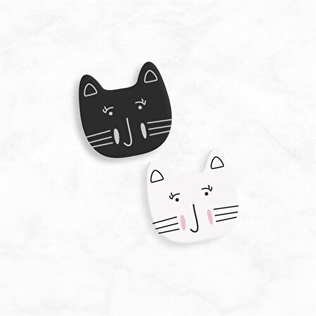 El Yapımı Sevimli Kedi Broş / Rozet C
