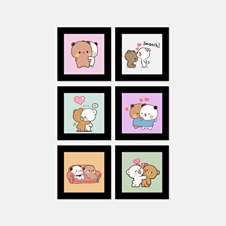 Milk and Mocha Bear Anime Serisi Paspartu Magnet Set