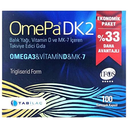 Omepa DK2 Omega 3 & Vitamin D & MENAQ7 100 Yumuşak Kapsül