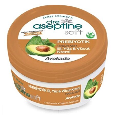 Cire Aseptine Soft Prebiyotik Avokado El Yüz ve Vücut Kremi 300 ml
