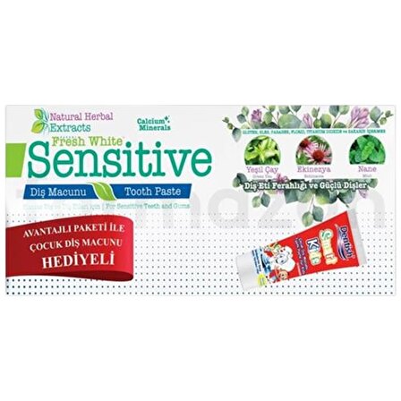 Sensitive Natural Herbal Extracts 75ml + Çocuk Diş Macunu 75 ml Hediyeli