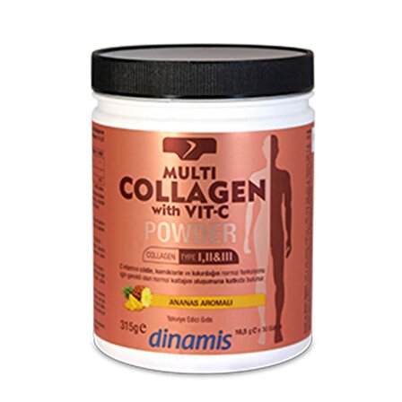 Dinamis Multi Collagen with Vit C Toz Ananas Aromalı 315 gr