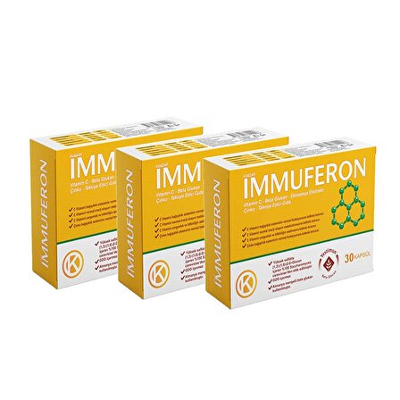 İmmuferon - Beta Glucan ve Vitamin C Gıda Takviyesi 3x30 Kapsül