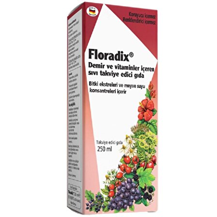 Floradix Demir ve Vitaminler İçeren Sıvı Glutensiz Takviye Edici Gıda 250 ml