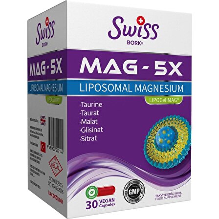 Swiss Bork Mag-5X Liposomal Magnesium 30 Kapsül