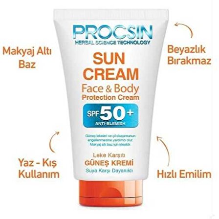 Procsin Leke Karşıtı Yüz & Vücut Güneş Kremi SPF50 50 ml