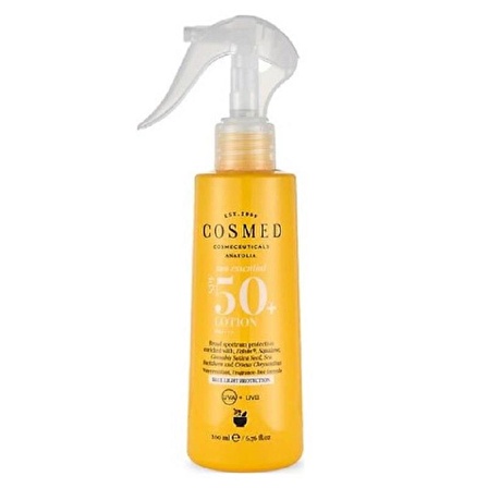 Cosmed Sun Essential Lotion SPF50 Tüm Cilt Tipleri için Aile Boy Yüz ve Vücut Sprey Güneş Kremi 200 ml