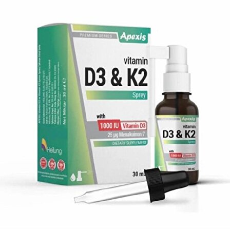 Apexis Vitamin D3 & K2 Takviye Edici Gıda Sprey 30 ml