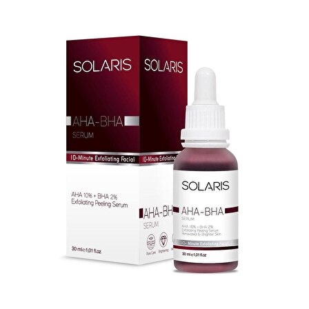 Solaris Cilt Tonu Eşitleyici Canlandırıcı Yüz Peeling Serum AHA 10% BHA 2% 30 ml