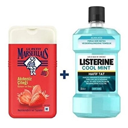 Listerine Cool Mint Ağız Bakım Suyu 250 ml + Le Petit Marseillais Duş Jeli Akdeniz Çileği 250 ml