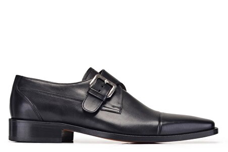 Siyah Klasik Tokalı Kösele Erkek Ayakkabı -12156-