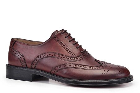 Hakiki Deri Kahverengi Klasik Bağcıklı Kösele Erkek Ayakkabı -11257-