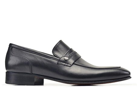 Siyah Bağcıksız Kösele Erkek Ayakkabı -09901-