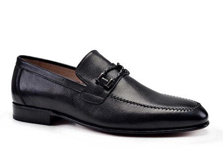 Siyah Klasik Loafer Kösele Erkek Ayakkabı -7165-