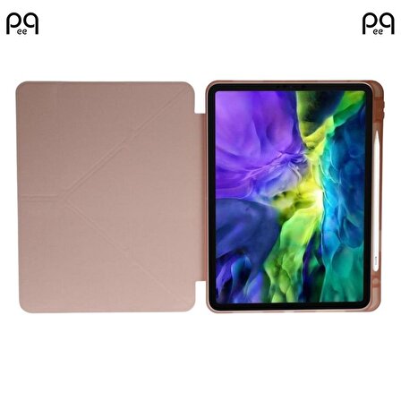 Peeq iPad Pro 11 inç 2022 4. Nesil M2 Stand Olabilen Kalemlik Bölmeli Akıllı Uyku Modlu Kılıf