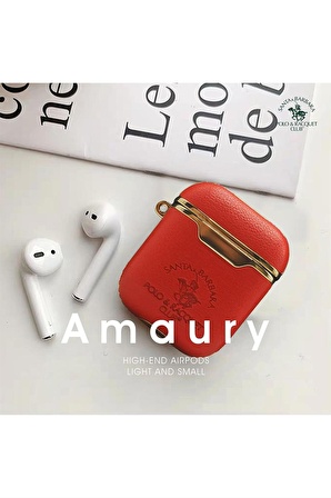 Peeq Santa Barbara Polo Racquet Club Airpods (1.nesil) Amaury Kılıf - Kırmızı