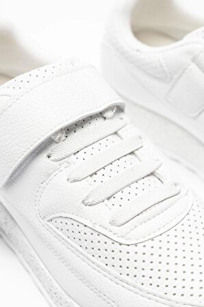 Beyaz Kadın Sneakers Cırlı Simli Taban Spor Ayakkabı Elisa