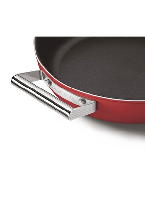SMEG Cookware 50'S Style Kırmızı Pilav Tenceresi Cam Kapaklı 28 cm
