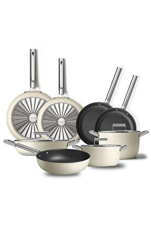 Cookware 50'S Style EXCLUSIVE Krem 8'li Tencere&Tava Seti CKWEXC