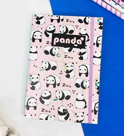 Panda Tasarımlı Lastikli Defter