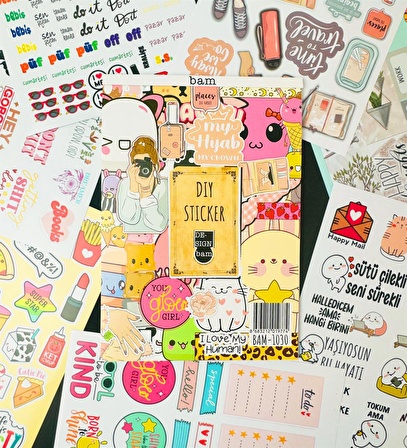 My DIY Sticker Book  24 * 17 cm 16 Sayfa Özel Tasarım Rengarenk Sticker Kitabı