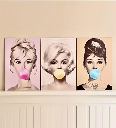 Marilyn Monroe Tasarımlı Duvar Panosu 3'lü Set