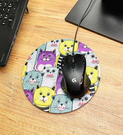Sevimli Kedi Tasarımlı Oval Mouse Pad	