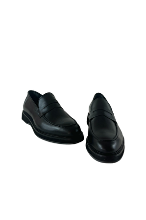 La scada DK0065 Siyah Antik Hakiki Deri Erkek Klasik Ayakkabı