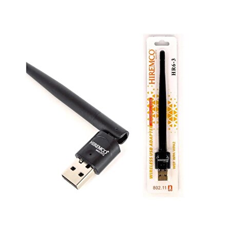 Hiremco 2.4 GHz 150 Mbps USB Kablosuz WiFi Adaptör HR6-3