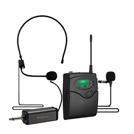 Magicvoice MV-1303Y Kablosuz 1 Yaka+1 Headset Telsiz Mikrofon