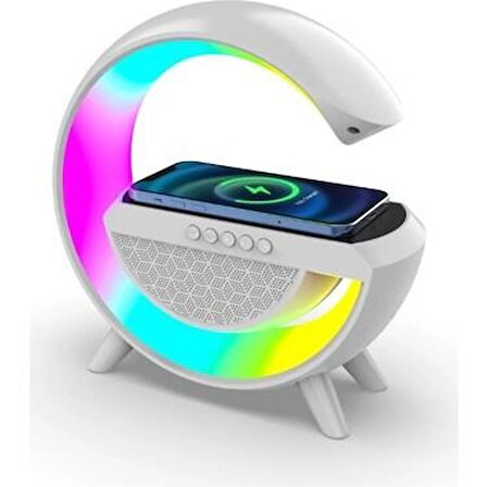 Kablosuz Telefon Standı Şarj LED Işıklı Bluetooth Hoparlör Radyolu Müzik Çalar 3in1