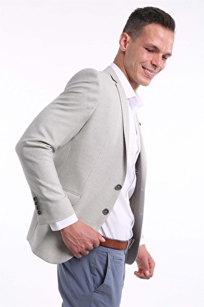 İntersivin Erkek Slim Fit 6 Drop Krem Blazer Tek Ceket