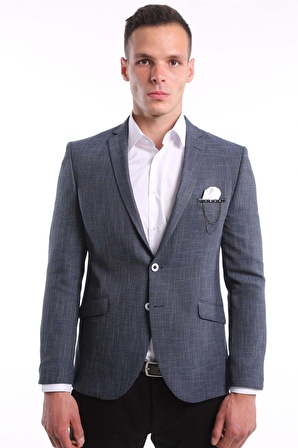 İntersivin Erkek Slim Fit 6 Drop Lacivert Blazer Tek Ceket