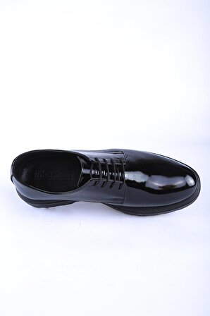 İntersivin Erkek %100 Deri Rugan Siyah Ayakkabı 