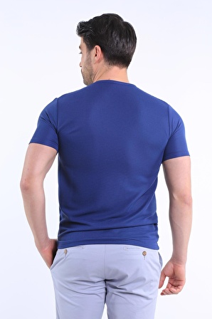 İntersivin Slim Fit Bisiklet Yaka indigo Erkek T-Shirt