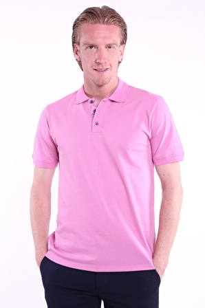 İntersivin %100 Pamuk Normal Kesim Pembe Polo Yaka Erkek T-Shirt