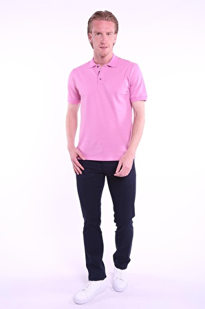 İntersivin %100 Pamuk Normal Kesim Pembe Polo Yaka Erkek T-Shirt