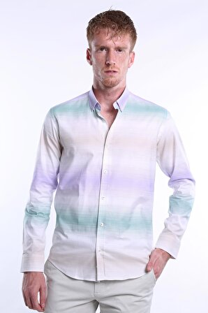 İntersivin Slim Fit Pamuklu Yazlık Uzun Kollu Erkek Gömlek