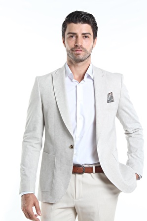 İntersivin Slim Fit 6 Drop Likralı Yarım Astarlı Yazlık Erkek Blazer Tek Ceket