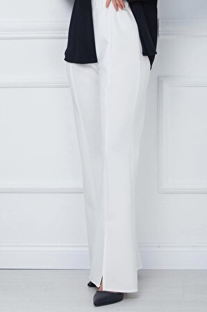 Yırtmaçlı Scuba Pantolon Beyaz HM2392