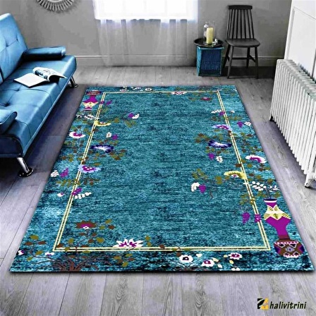 Hitit Yolluk Halısı Modern 100x200 Lidya Lüx 4092 Turkuaz