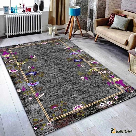 Hitit Yolluk Halısı Modern 80x140 Lidya Lüx 4120 Gri